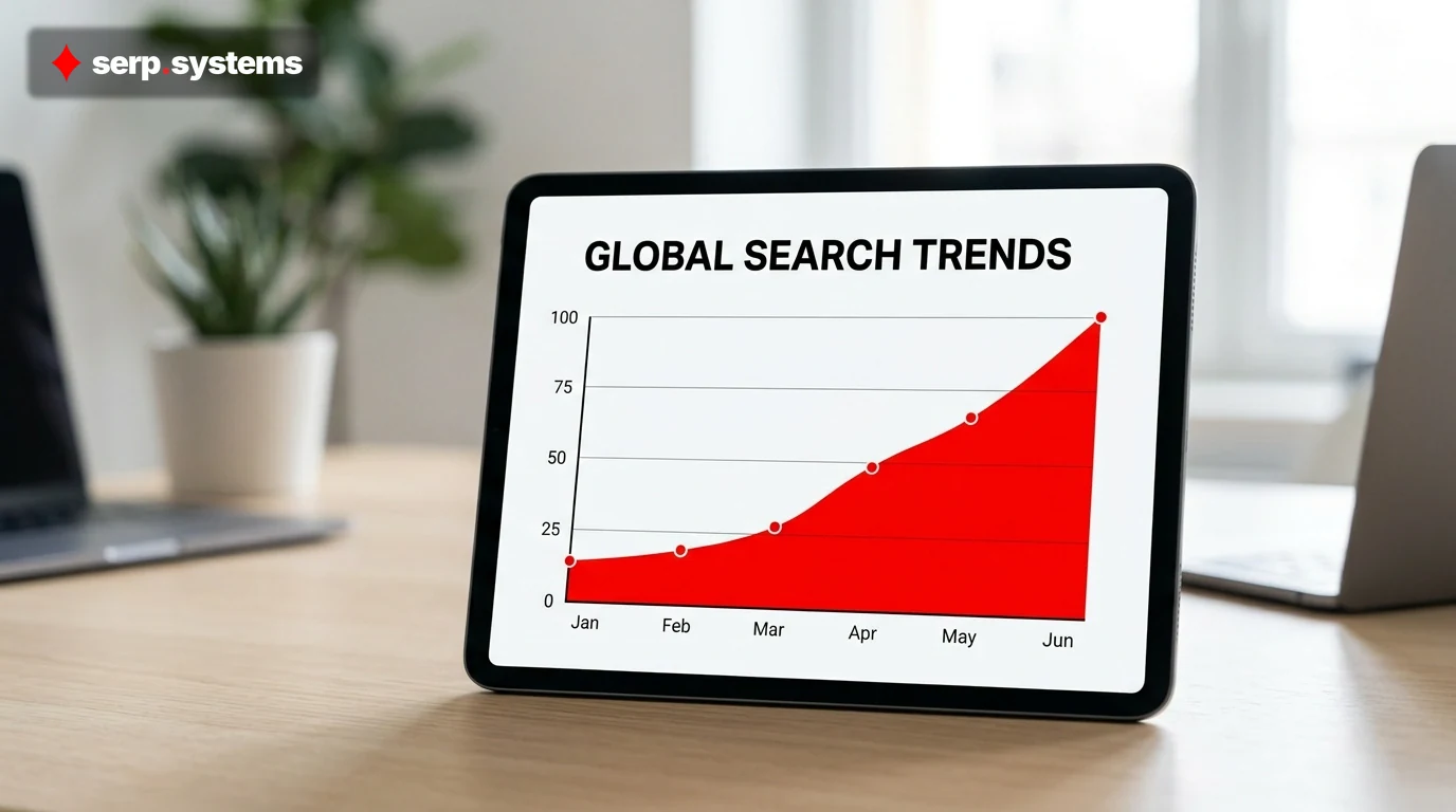 Graph showing search trend data with a rising curve