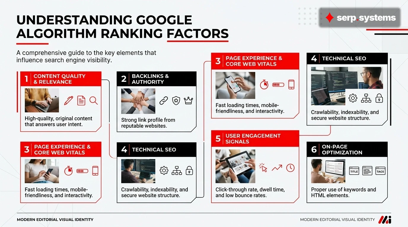Google algorithm ranking factors visualization